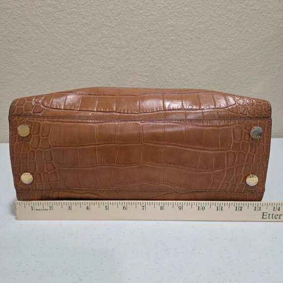 Michael Kors Fall Color Croc Embossed Dillon Satchel Tote Over the Shoulder - Picture 12 of 16